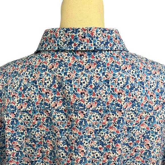 Jos A Bank Traveler Women's NEW Blue White Floral Long Sleeve Button Down Sz XL - Picture 4 of 5